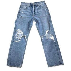 AGOLDE 90s Jeans Womens 28 Light Wash Distressed Ripped Straight Leg Denim